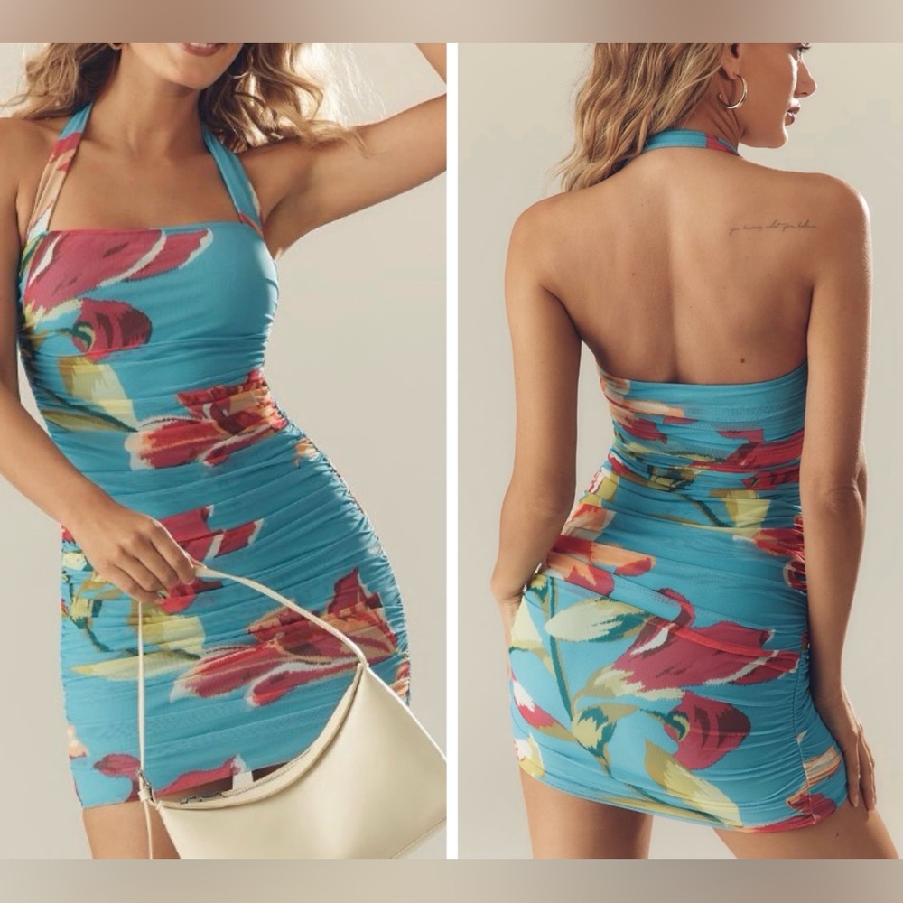 Anthropologie AFRM Bonnie Halter Square-Neck Mini Dress Size XL